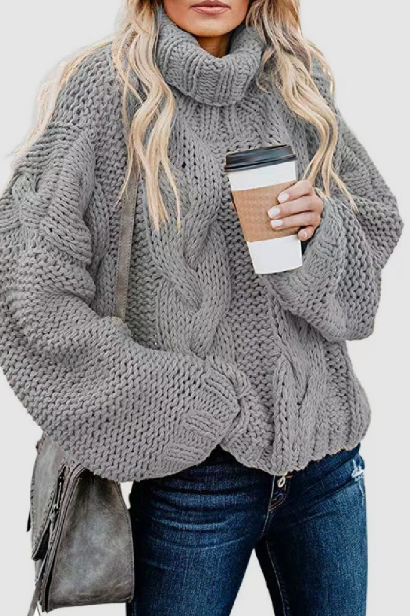Street-Wave Cozy Chunky Knit Turtleneck Sweater For Women Oversized Warmth And Style Everyday