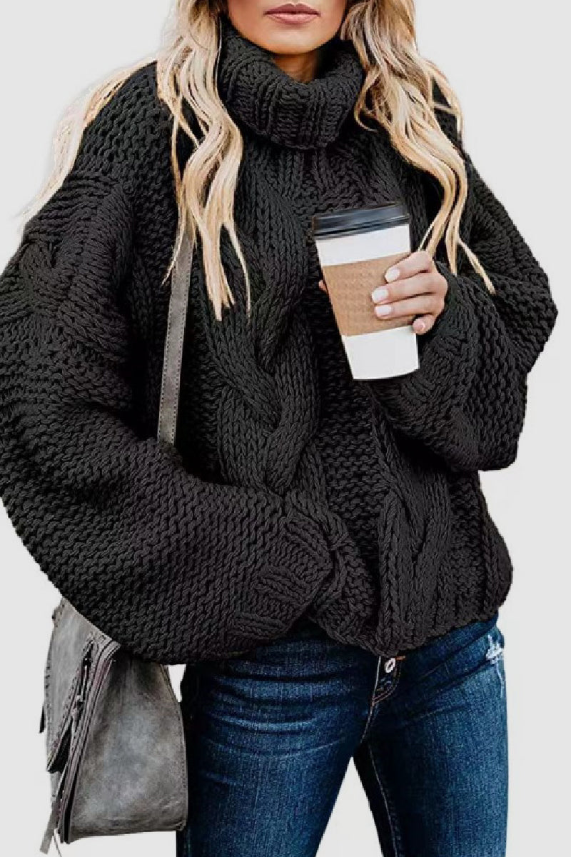 Street-Wave Cozy Chunky Knit Turtleneck Sweater For Women Oversized Warmth And Style Everyday