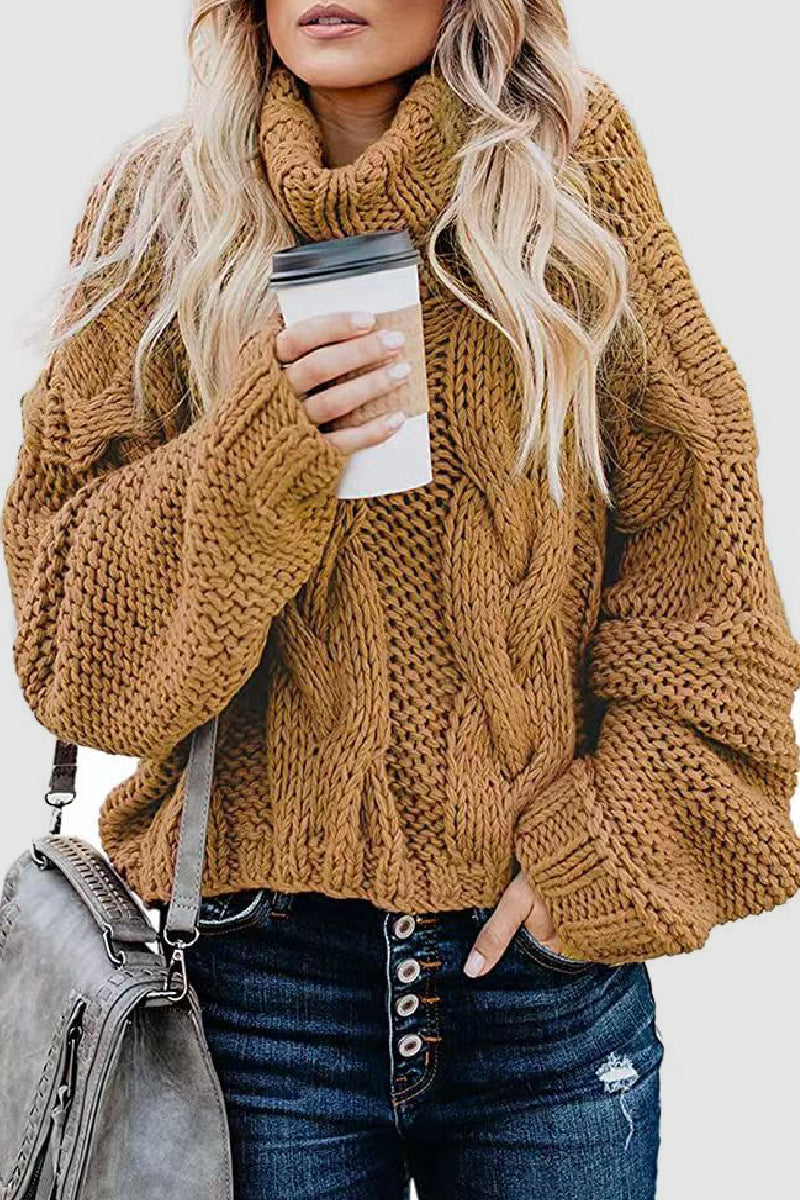Street-Wave Cozy Chunky Knit Turtleneck Sweater For Women Oversized Warmth And Style Everyday