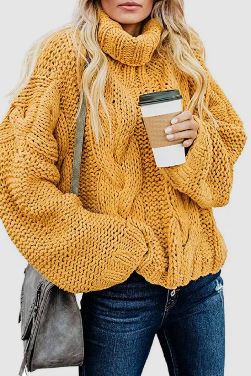 Street-Wave Cozy Chunky Knit Turtleneck Sweater For Women Oversized Warmth And Style Everyday