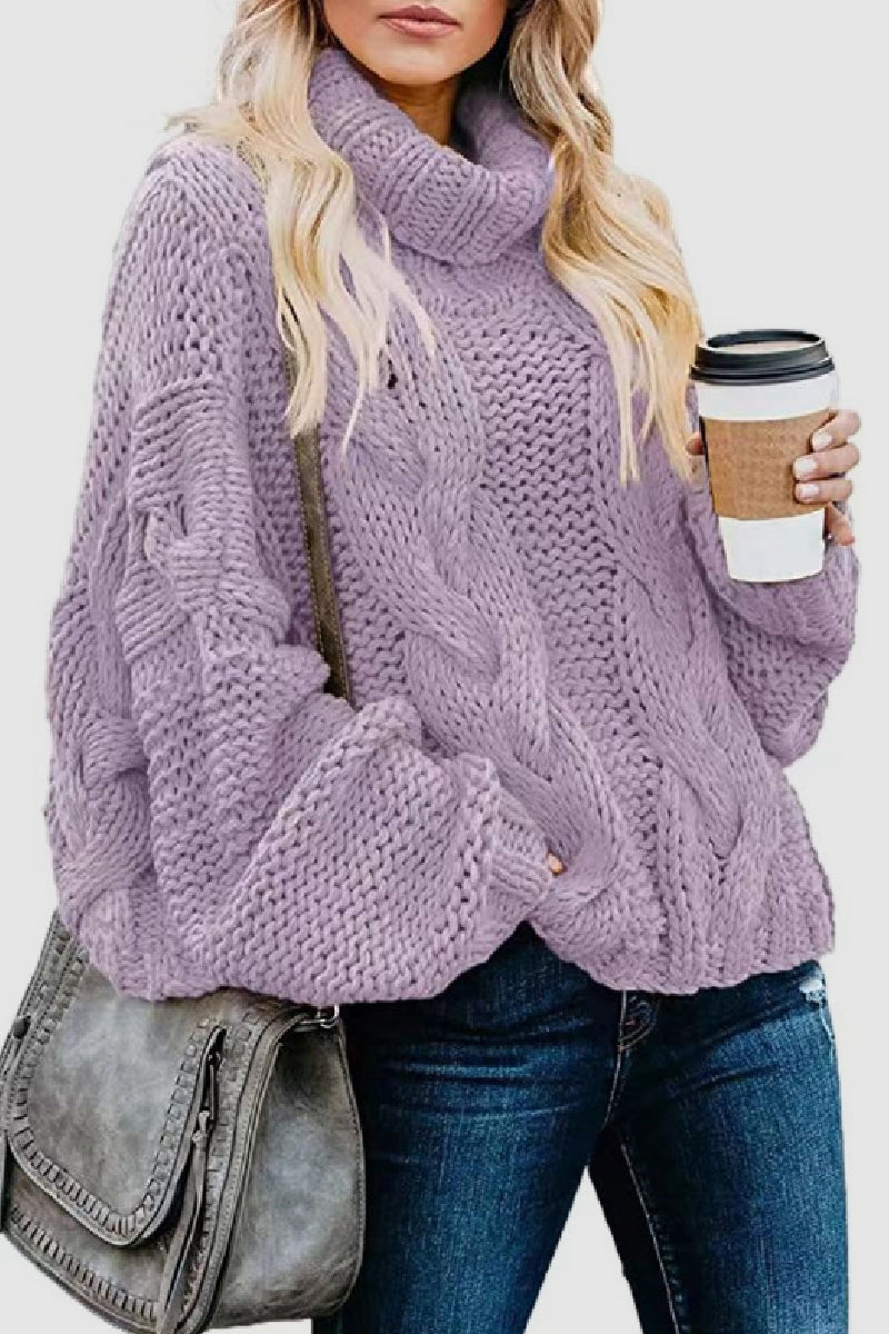 Street-Wave Cozy Chunky Knit Turtleneck Sweater For Women Oversized Warmth And Style Everyday