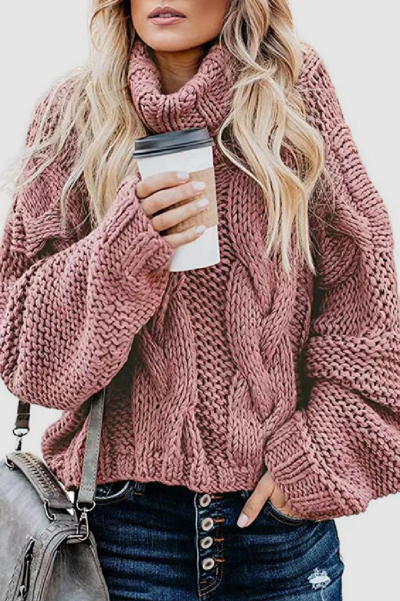 Street-Wave Cozy Chunky Knit Turtleneck Sweater For Women Oversized Warmth And Style Everyday