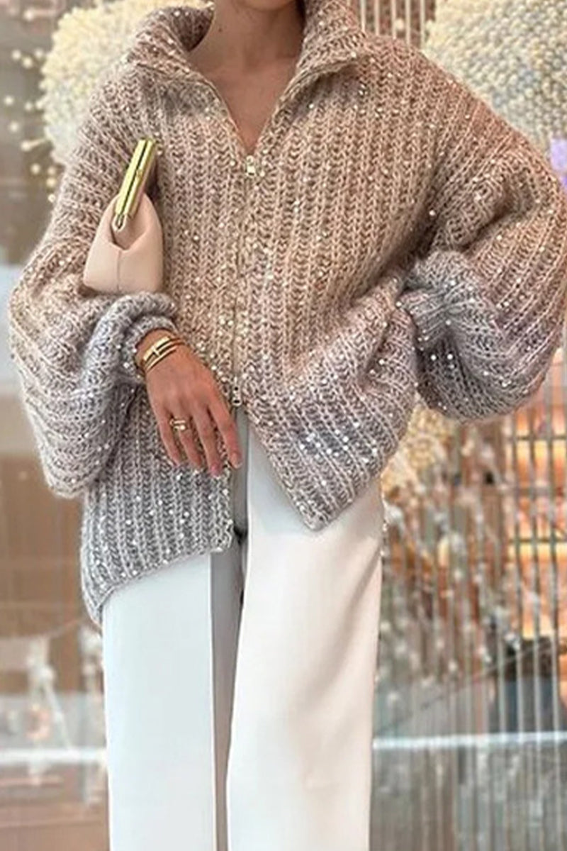 Streetwave Sequin Knit Sweater Cape For Women Cozy Versatile Pullover With Glam Shimmer