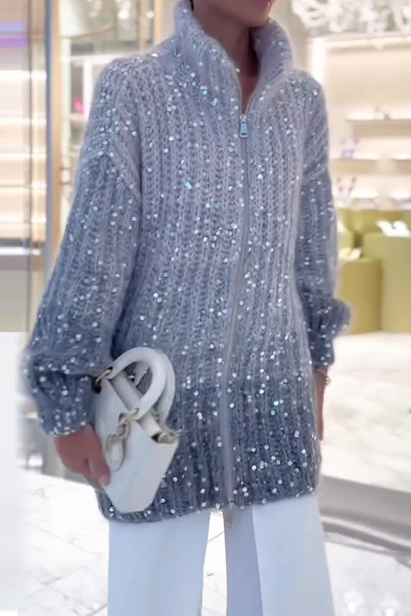 Streetwave Sequin Knit Sweater Cape For Women Cozy Versatile Pullover With Glam Shimmer
