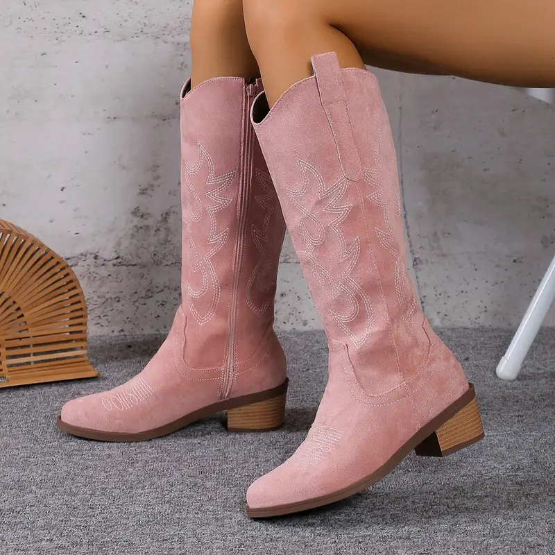 Street-wave Women's Western Boots All-Day Comfort Suede Embroidered Must-Have For Everyday Style Seekers