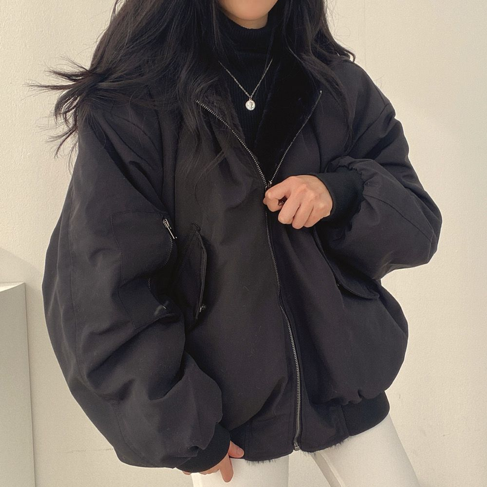 Street-wave Reversible Puffer Jacket for Women Warm Hooded Two Sided Insulation Cozy Style