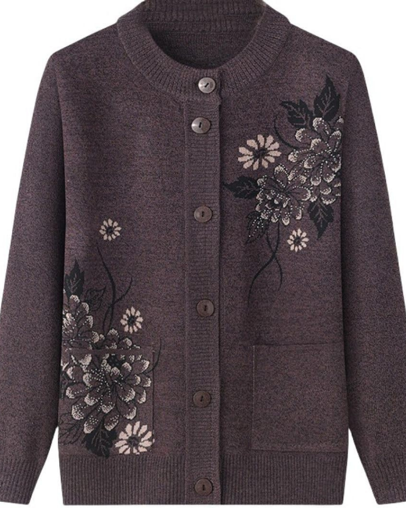 Street-wave Floral Cardigan With Delicate Embroidery For Women Cozy Soft Knit Comfort
