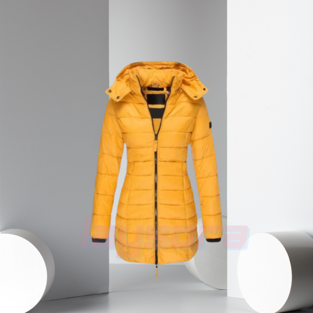Street-wave Women's Puffer Coat Yellow Insulated Warm Quilted Winter Coat for Cold Days