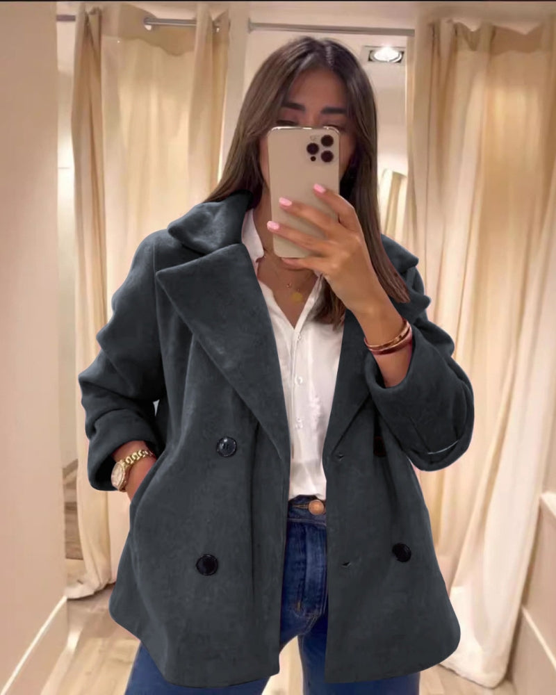 Street Wave Willow Blush Transition Coat For Women Cozy Warmth With Double Breasted Chic