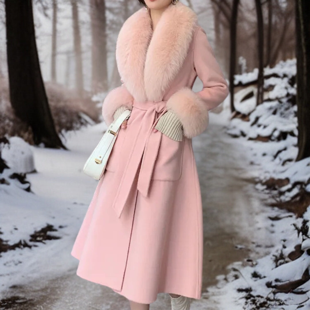 Street-wave Elegant Warm Winter Coat For Women With Plush Fur Cuffs And Versatile Style