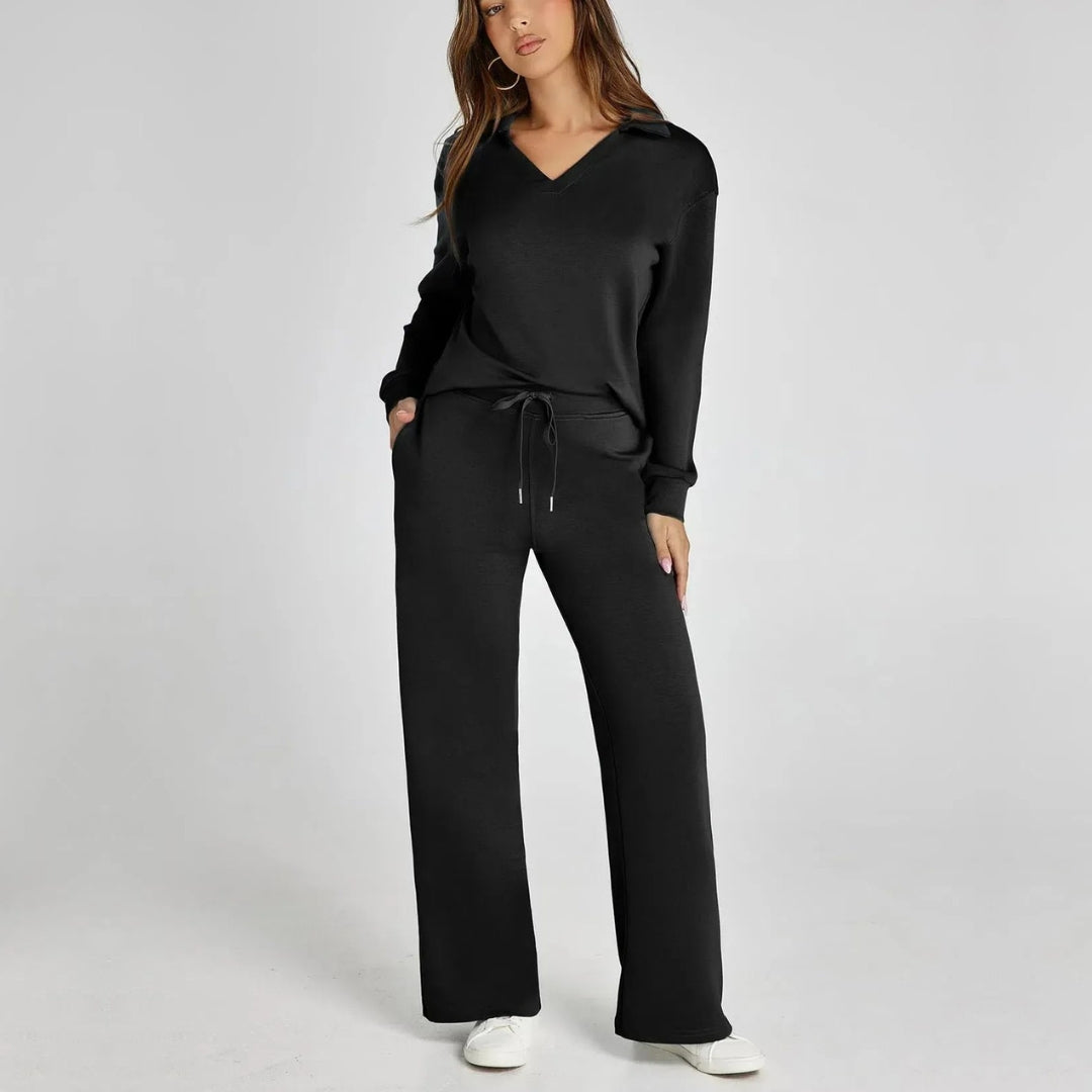 Street-wave Womens Loungewear Set With Wide Leg Pants For Cozy Comfort And Style
