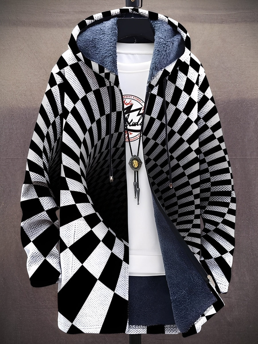 Street-Wave Abstract Print Hoodie Jacket for Men Bold Style and Lightweight Comfort