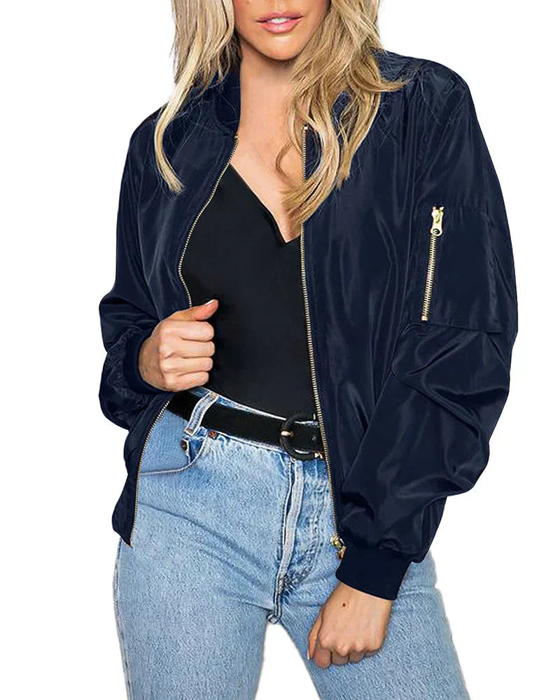Street-wave Womens Lightweight Bomber Jacket Elegant Comfortable All Day Wear For Women