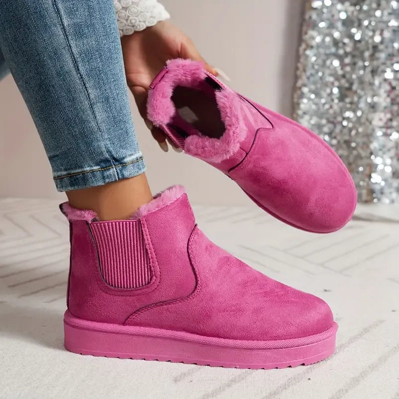 Women's Short Boots with Solid Color and Versatile Design