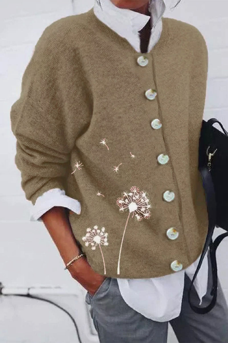 Street-wave Embroidered Denim Style Winter Cardigan For Women Cozy Knit Jacket Everyday Warmth