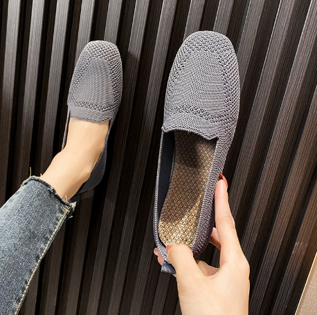 Streetwave Women Summer Knit Flat Shoes With Round Toe And Durable Rubber Sole All Day Comfort