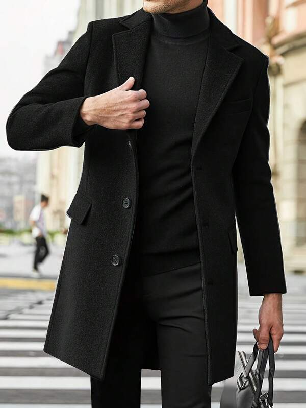 Street-wave Mens Winter Coat Wool Blend With Warm Lining Structured Fit Everyday Style