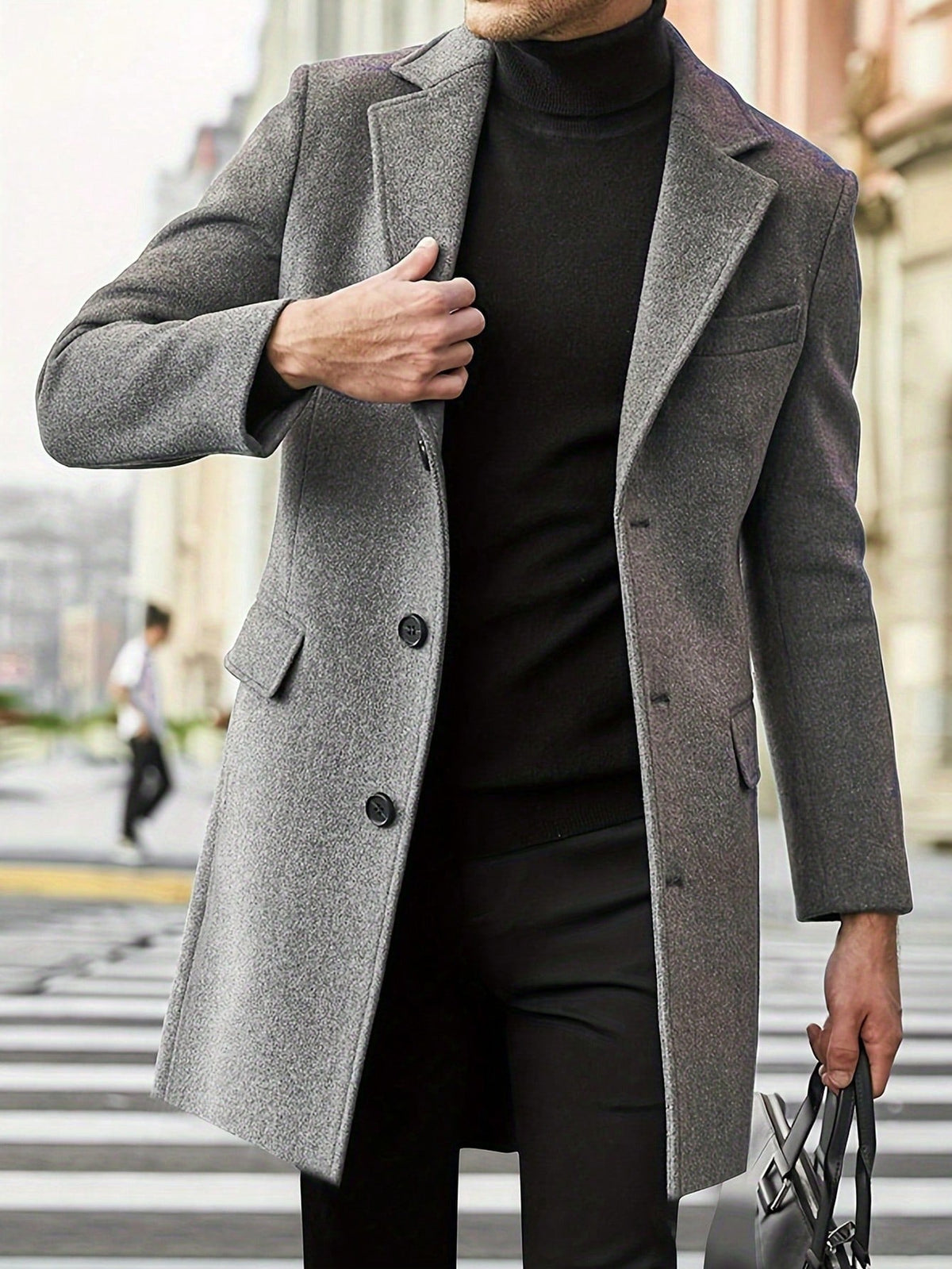 Street-wave Mens Winter Coat Wool Blend With Warm Lining Structured Fit Everyday Style