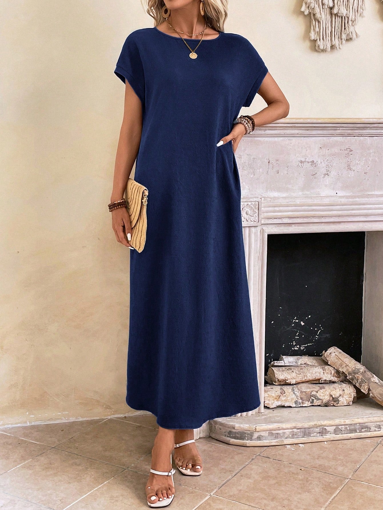Street Wave Batwing Tunic Dress Women Effortless Comfort
