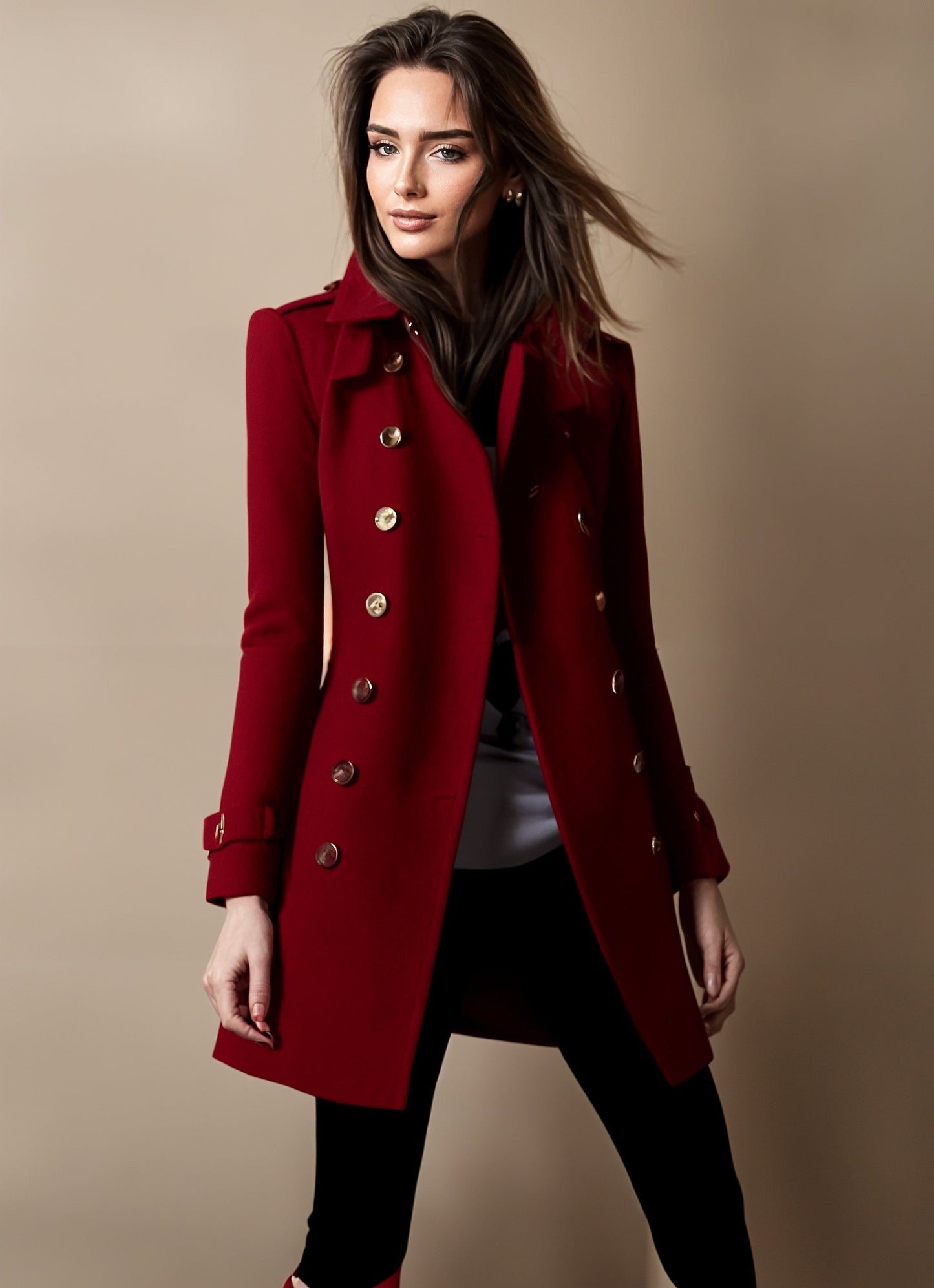 Street-wave Women's Double-Breasted Coat With Refined Fit Warmth And Timeless Style