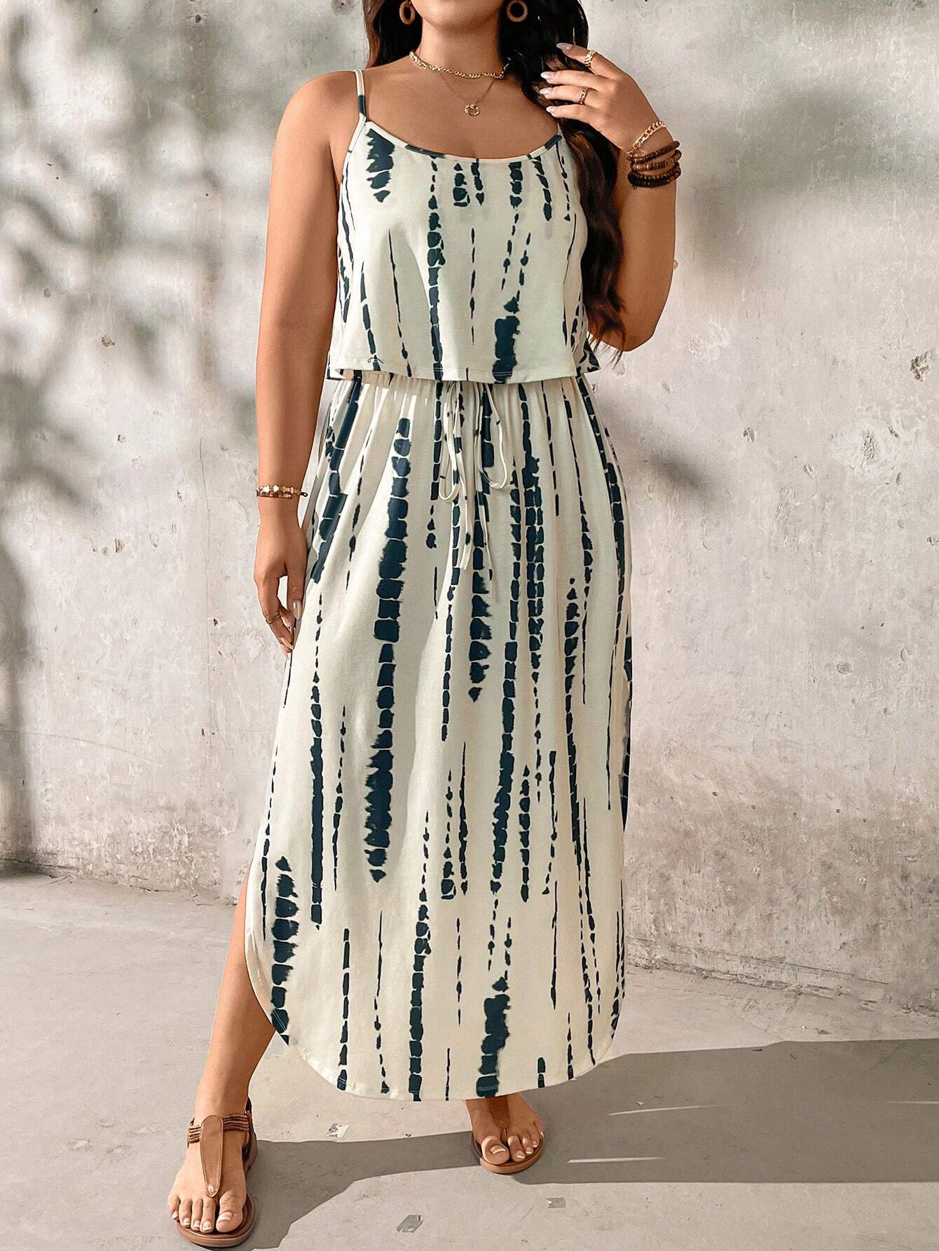 Street Wave Alina Plus Size Tie Dye Midi Set Breezy Comfort For Curvy Summers