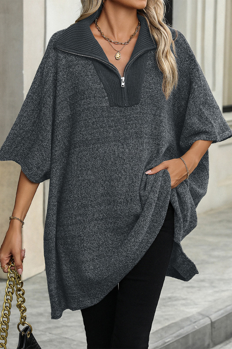 Street Wave Casual Knit Poncho Pullover For Women Soft Cozy Oversized Sweater Effortless Style