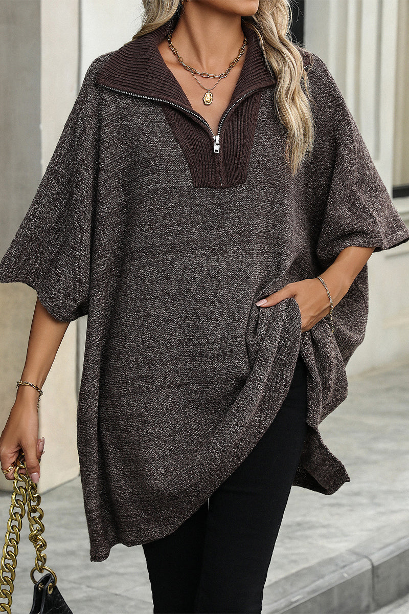 Street Wave Casual Knit Poncho Pullover For Women Soft Cozy Oversized Sweater Effortless Style