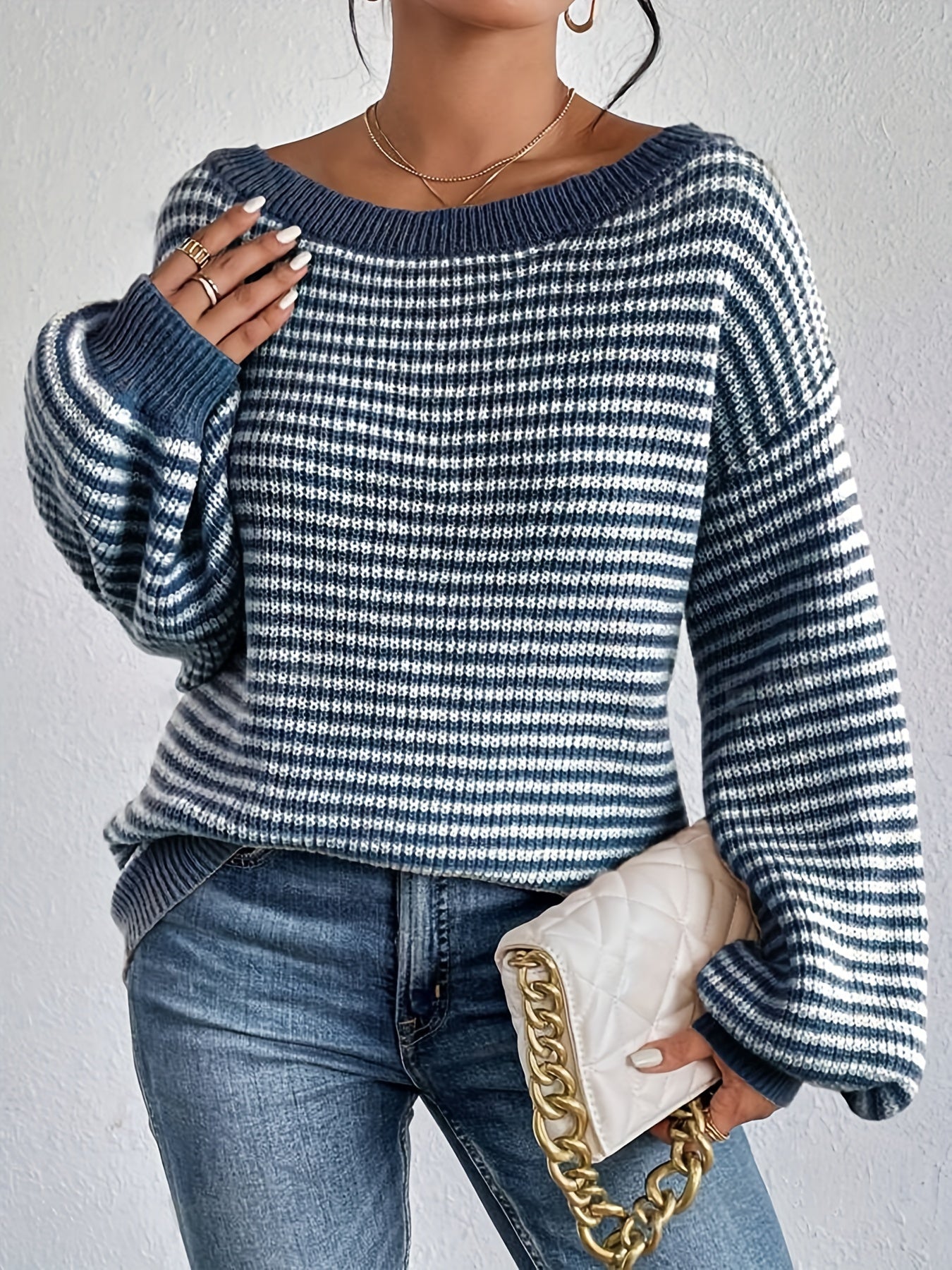Streetwave Oversized Striped Knit Pullover for Women Cozy Everyday Comfort and Style