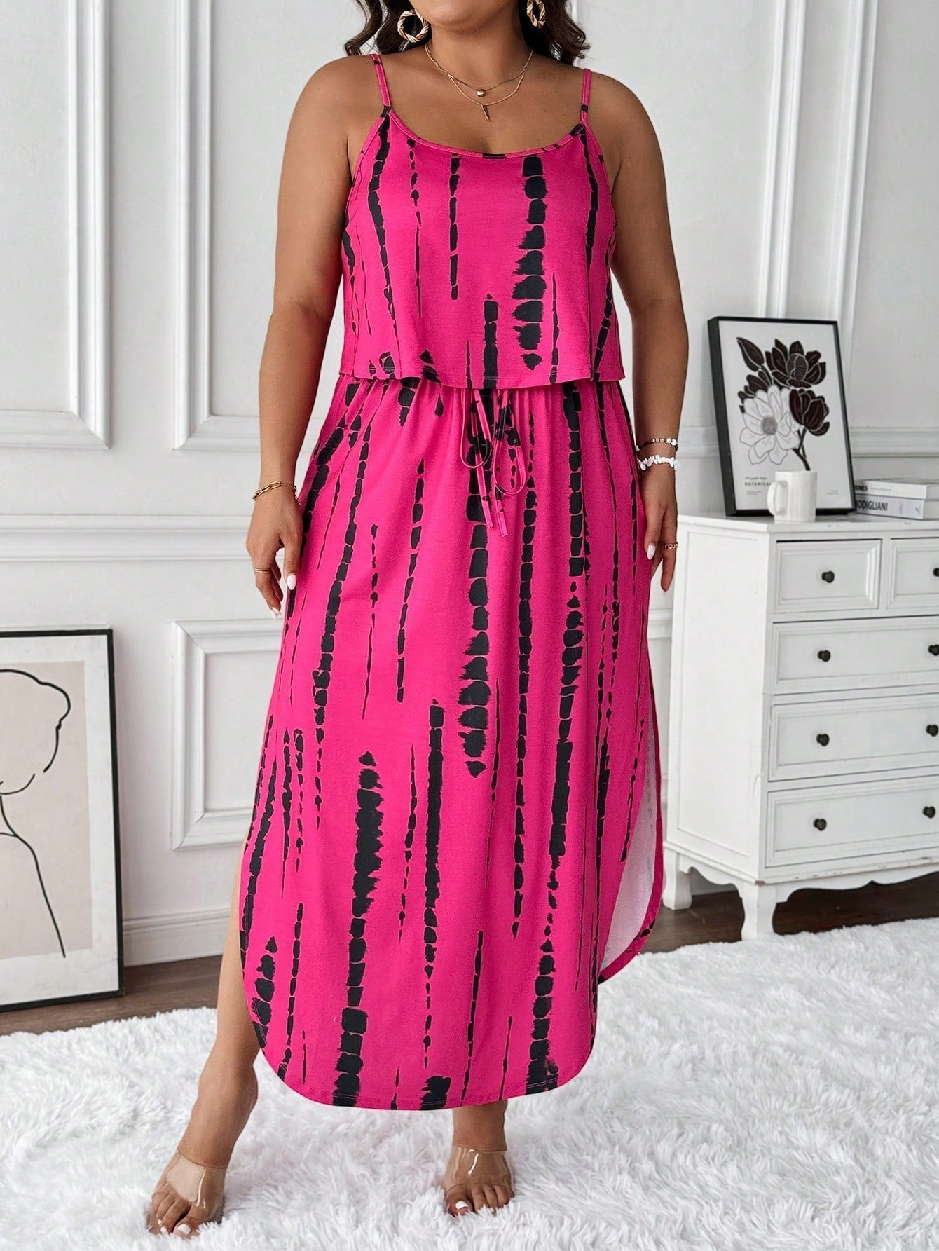 Street Wave Alina Plus Size Tie Dye Midi Set Breezy Comfort For Curvy Summers