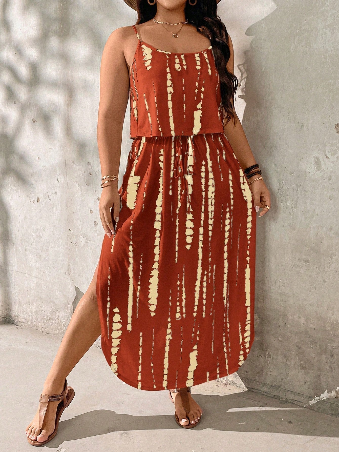 Street Wave Alina Plus Size Tie Dye Midi Set Breezy Comfort For Curvy Summers