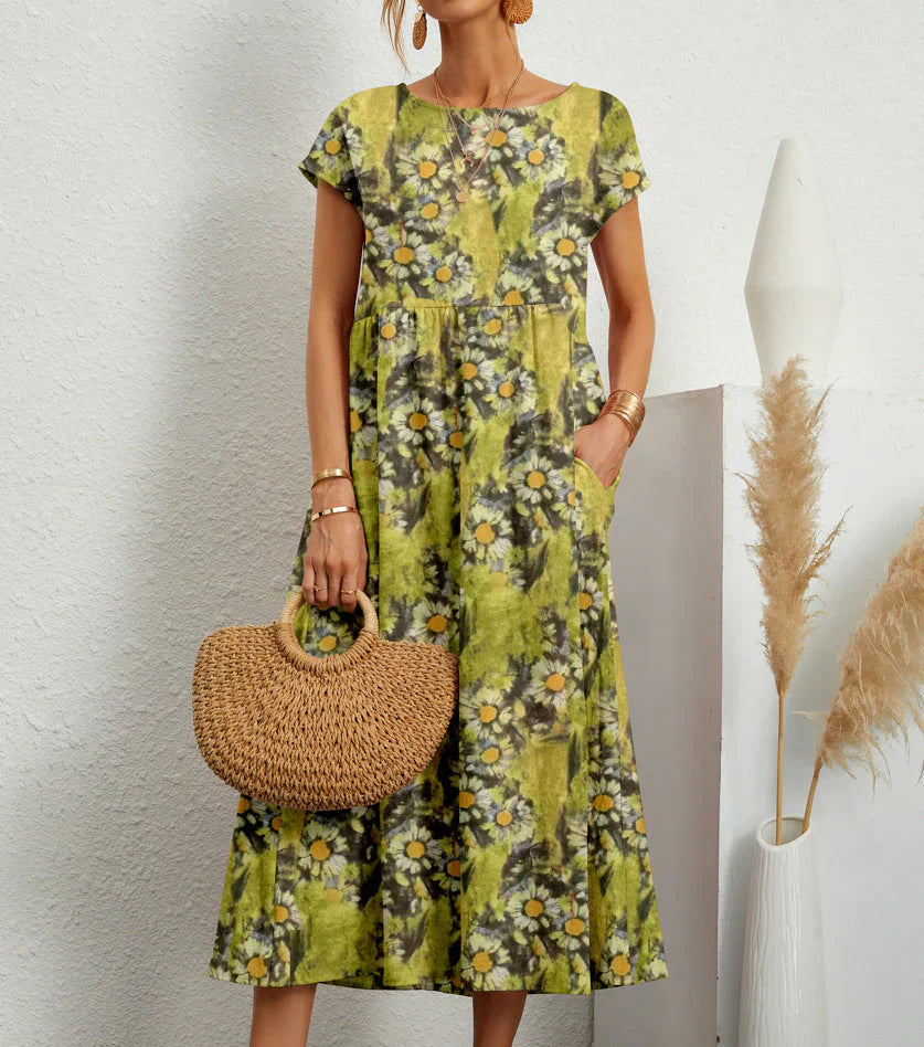 Street-Wave Samantha Boho Midi Dress Women Flattering Waist