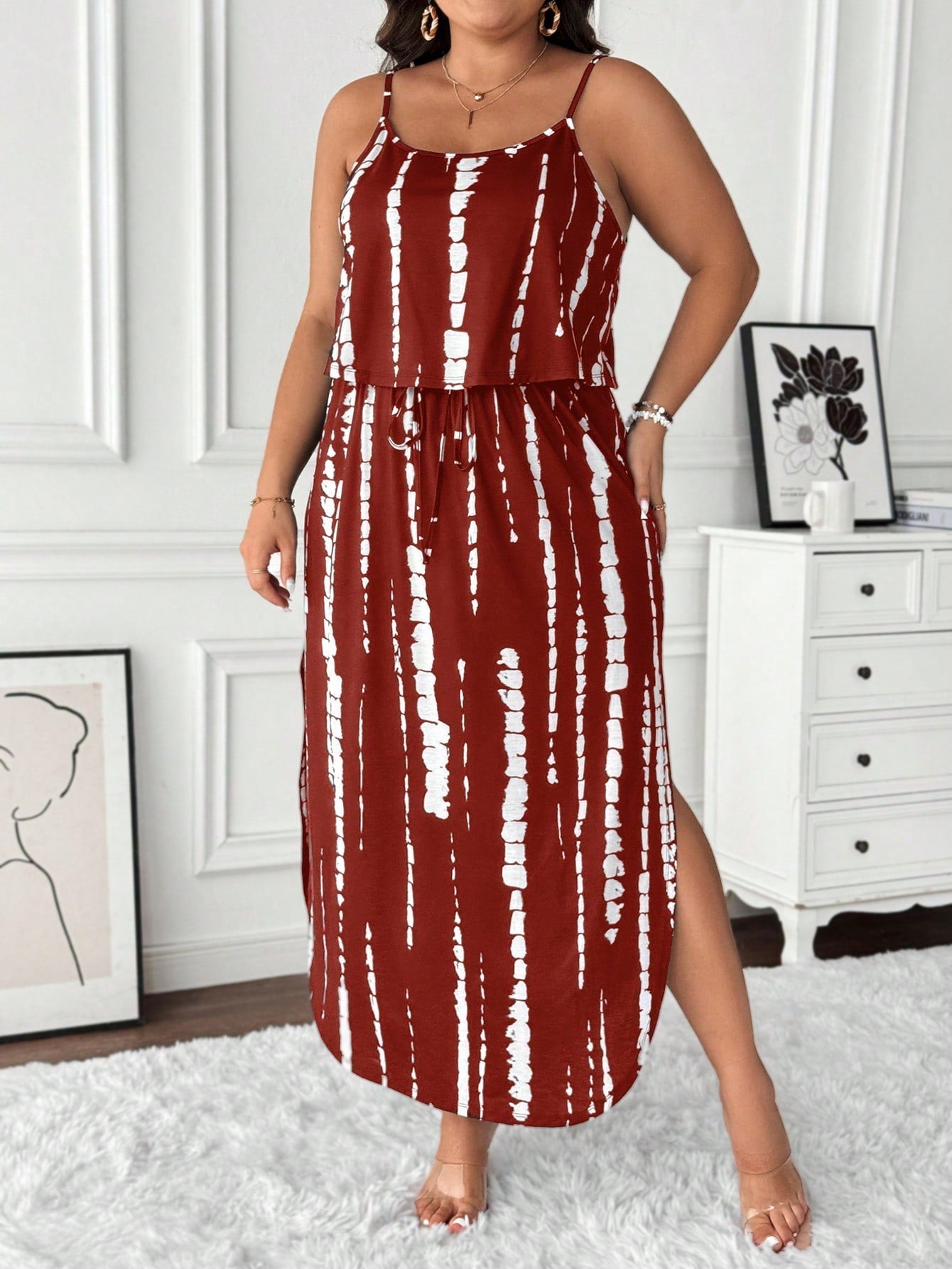 Street Wave Alina Plus Size Tie Dye Midi Set Breezy Comfort For Curvy Summers