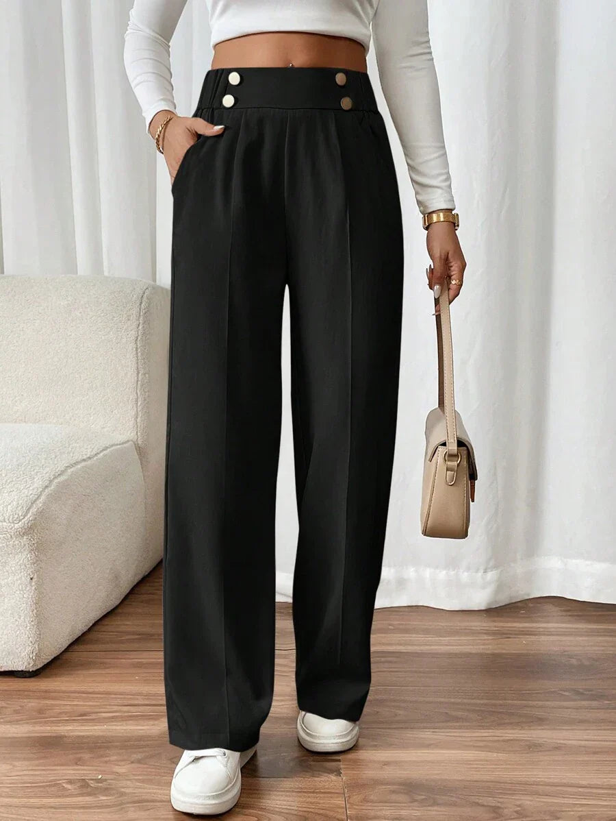 Street Wave Lucy Straight Leg Trousers High Waist Chic Office Ready Unisex