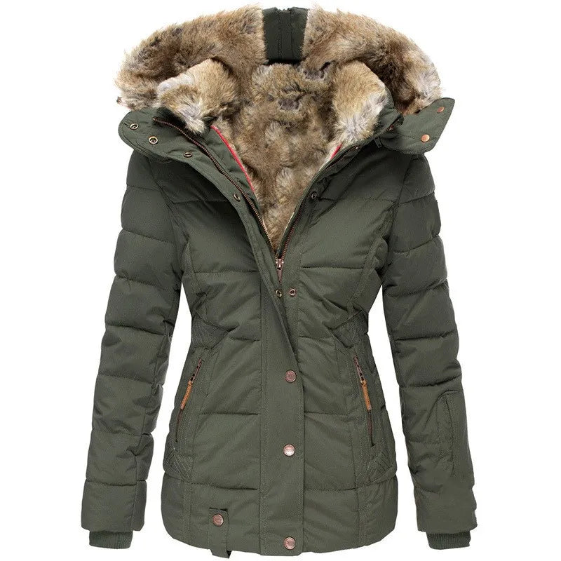 Streetwave Women's Winter Puffer Coat With Faux Fur Hood For Cold Weather Warmth