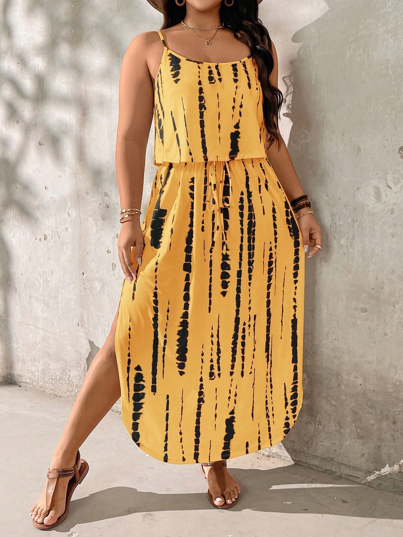 Street Wave Alina Plus Size Tie Dye Midi Set Breezy Comfort For Curvy Summers