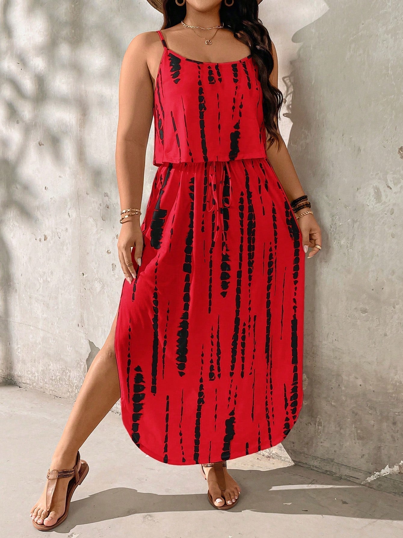 Street Wave Alina Plus Size Tie Dye Midi Set Breezy Comfort For Curvy Summers