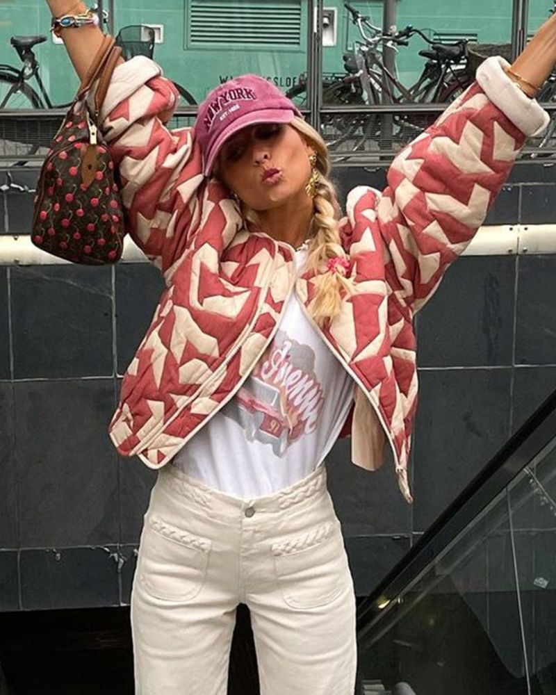Street-Wave Patchwork Jacket For Women Vibrant Floral