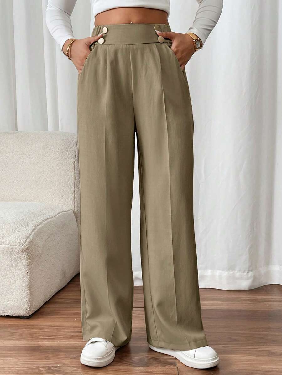 Street Wave Lucy Straight Leg Trousers High Waist Chic Office Ready Unisex
