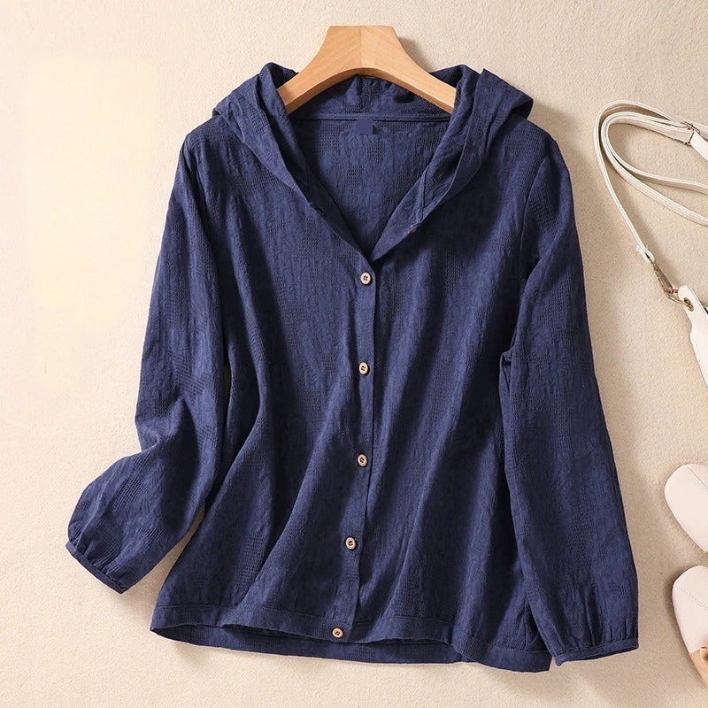 Women's Hooded Shirt with Relaxed Fit and Soft Fabric
