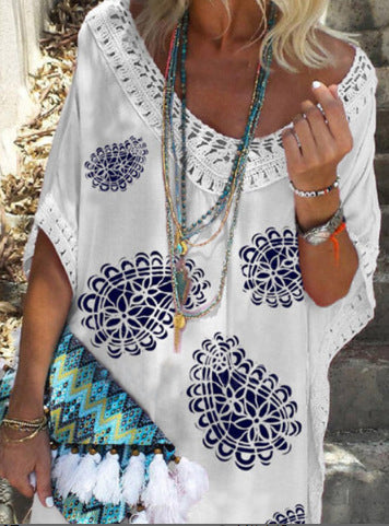 Street-wave Women's Beach Dress With Crochet Trim Lightweight Airy Summer Coverup For Hot Days