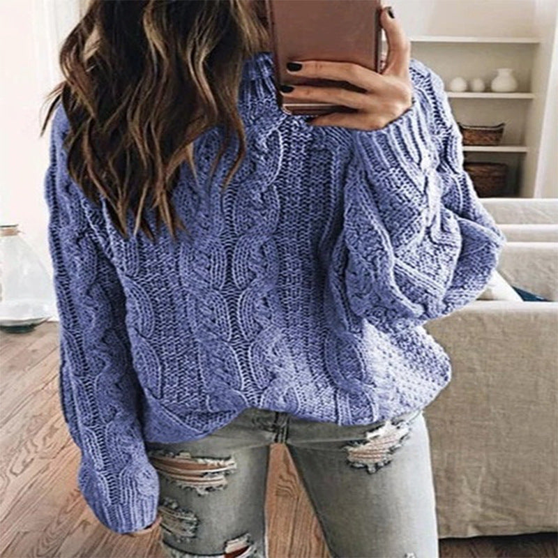 Street-Wave Womens Chunky Cable Knit Sweater Cozy Warm Soft Cotton Pullover For Women