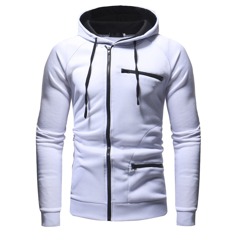 Street-wave Mens Hoodie With Modern Zipper And Contrasting Details For Men Who Love Streetwear