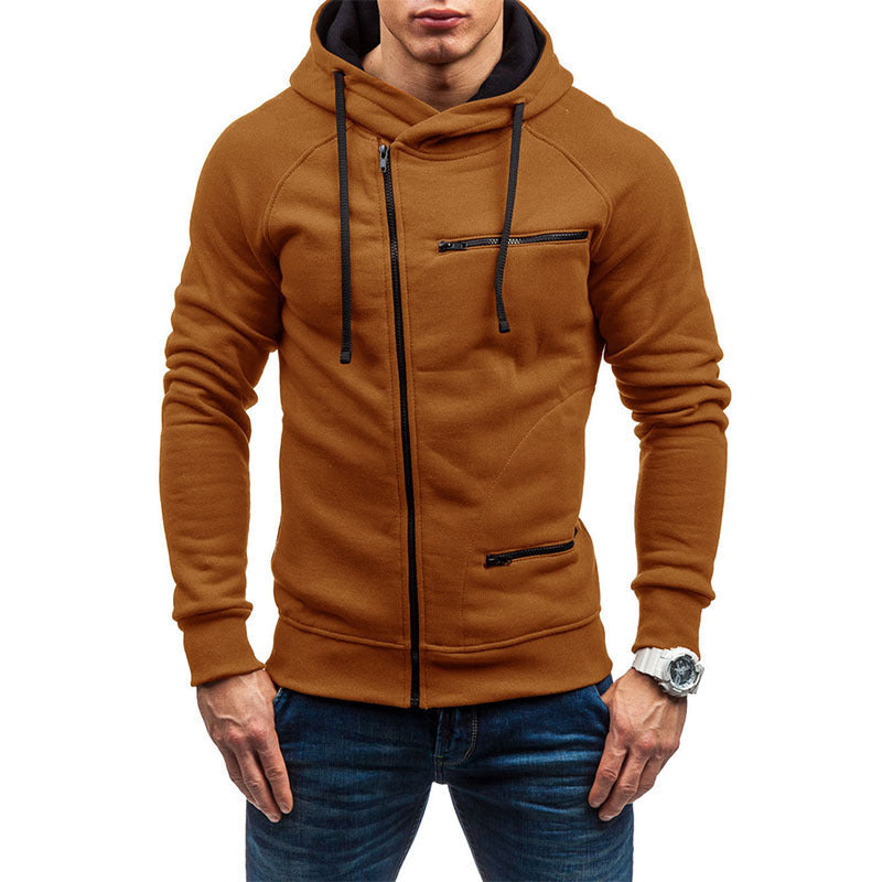 Street-wave Mens Hoodie With Modern Zipper And Contrasting Details For Men Who Love Streetwear