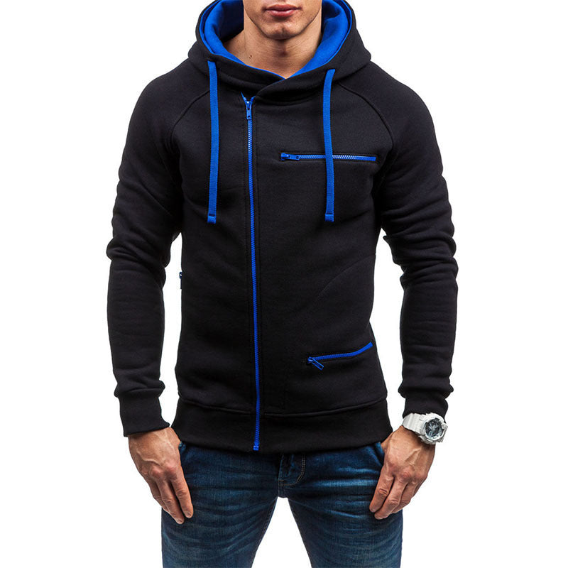 Street-wave Mens Hoodie With Modern Zipper And Contrasting Details For Men Who Love Streetwear