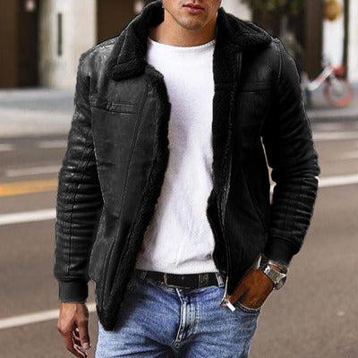 Streetwave Men's Shearling Aviator Jacket Plush Lining Premium Warmth For Urban Style