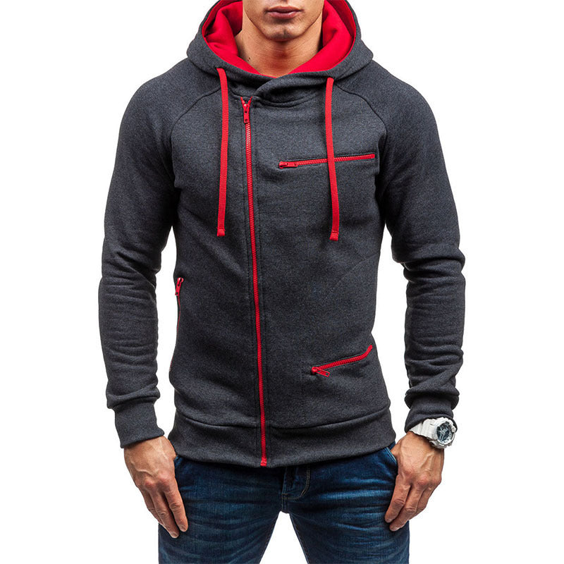 Street-wave Mens Hoodie With Modern Zipper And Contrasting Details For Men Who Love Streetwear