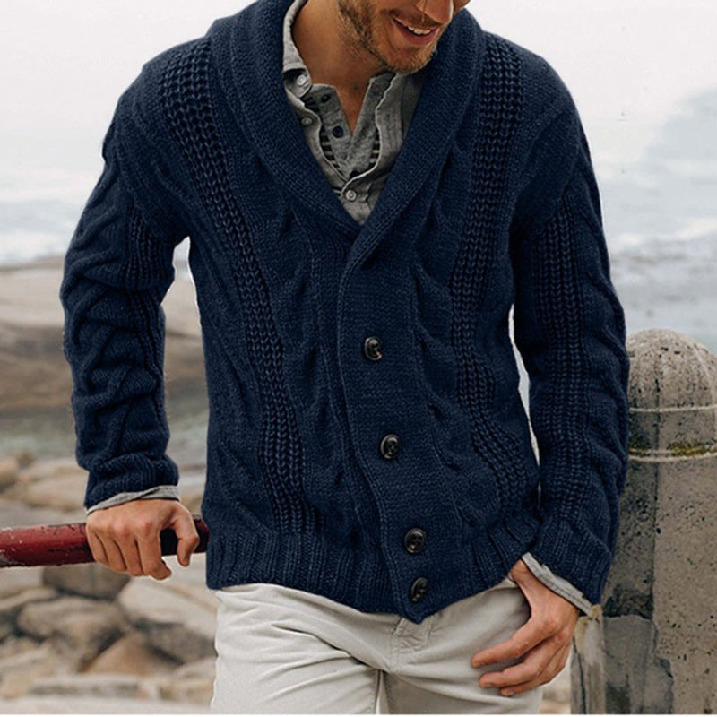 Streetwave Men Chunky Knit Cardigan With Shawl Collar And Button Details Stylish Cozy Winter Essential