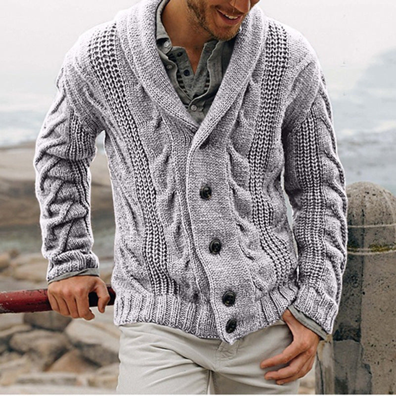 Streetwave Men Chunky Knit Cardigan With Shawl Collar And Button Details Stylish Cozy Winter Essential