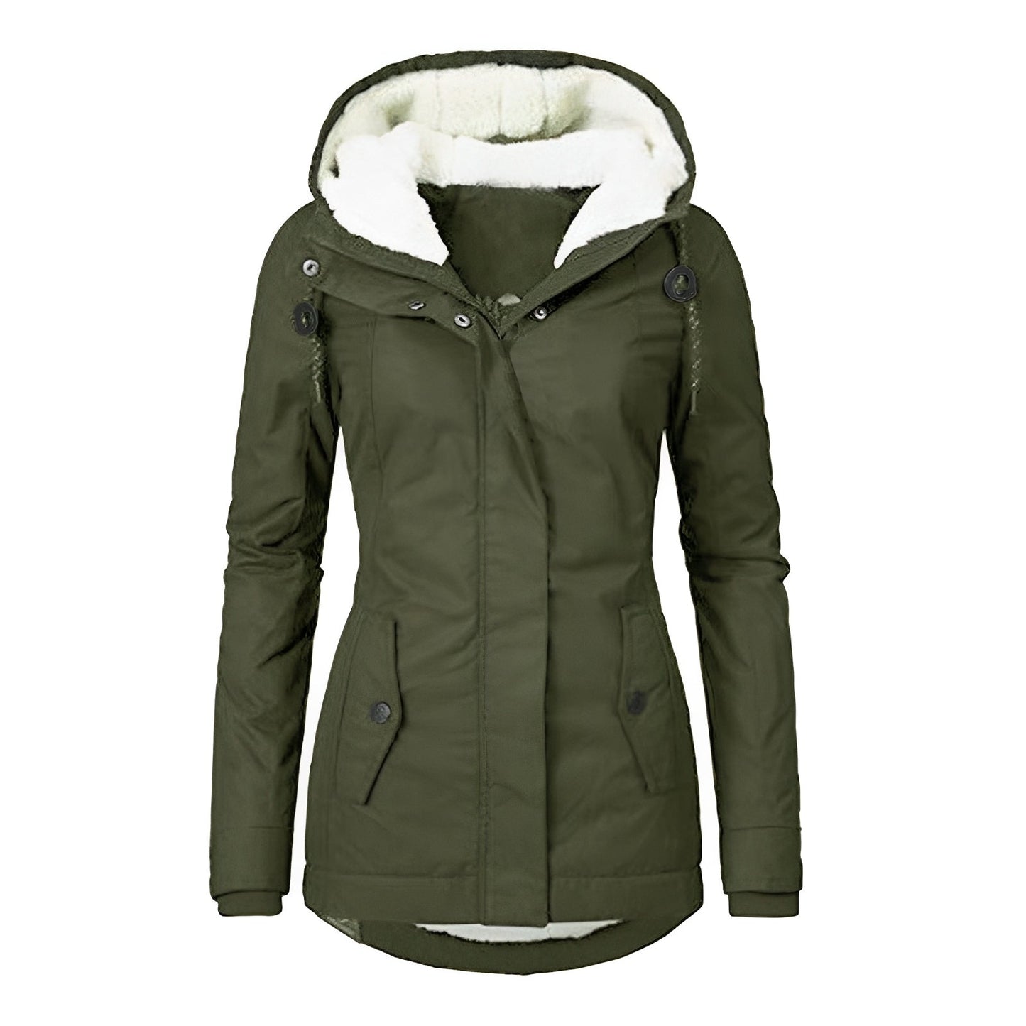 Street Wave Women Warm Quilted Hooded Jacket With Soft Cotton Blend Faux Shearling Lining Windproof Hood Weather Ready