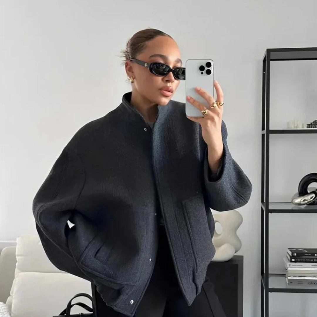 Street-Wave Womens Bomber Jacket Warm Lined Cozy Winter Outerwear For Women Chic Style